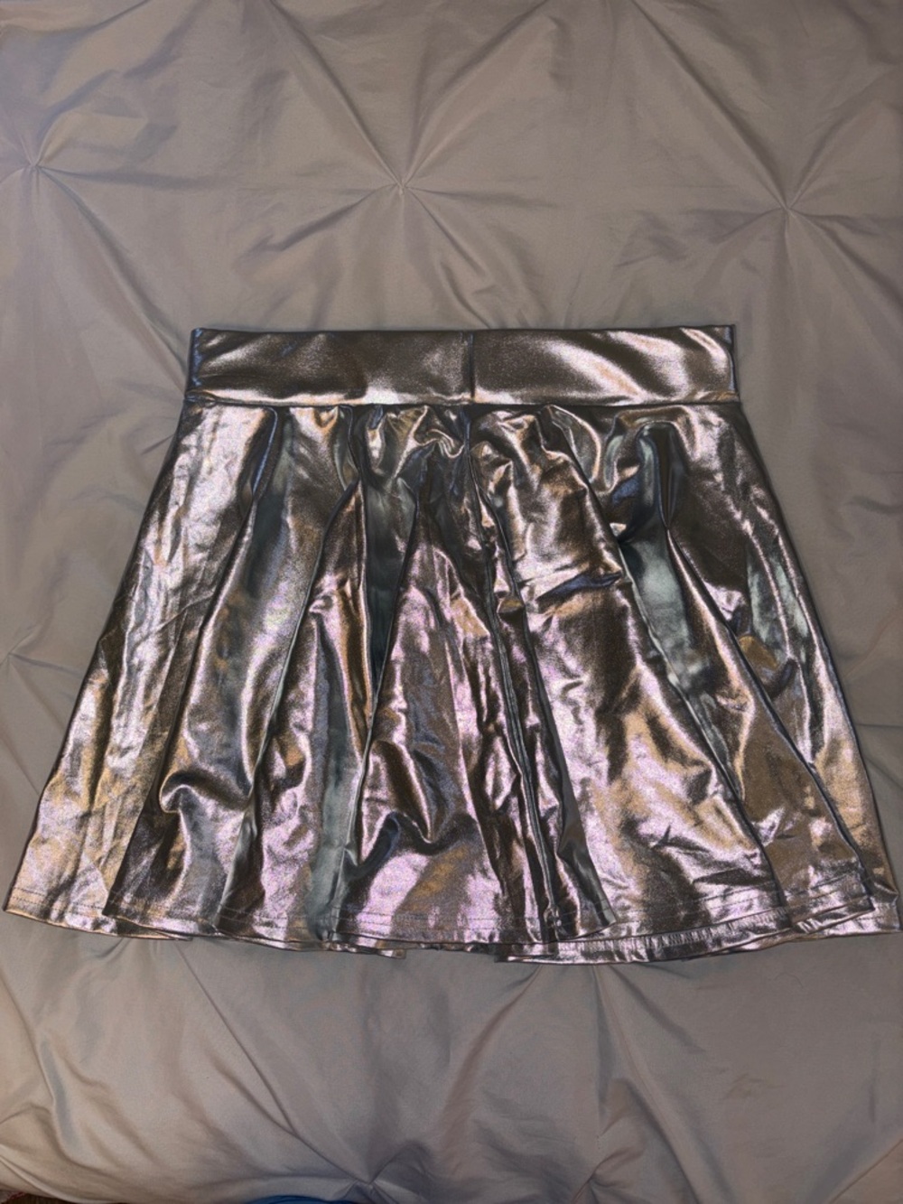 Metallic Iridescent Pleated Skirt - Urban Coco